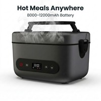 Lonchera Eléctrica Portátil Inalámbrica con Batería Integrada de 12000 mAh, Bento de 5 Compartimentos, Potencia de 80 W, Calentamiento sin Agua para Viajes y Hogar