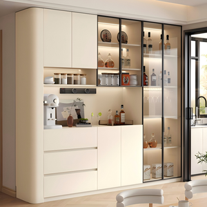 Buffet en bois massif intégré XHA et table à manger pliante, armoire murale pleine hauteur, armoire en verre et chêne dissimulée - Product Image 3