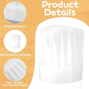 Chapeau <span class=keywords><strong>de</strong></span> chef jetable en papier 29x29cm, casquette <span class=keywords><strong>de</strong></span> cuisine pour la restauration et le service alimentaire - Product Image 3