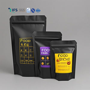 Prix d'usine Sacs en aluminium personnalisés Pochettes debout à fermeture éclair Sacs en mylar noir pour la nourriture - Product Image 2