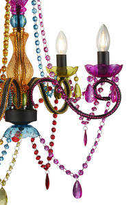 Lanterne suspendue en mosaïque turque, lampe décorative, chandelier en acrylique multicolore de style marocain, porte-bougie - Product Image 2