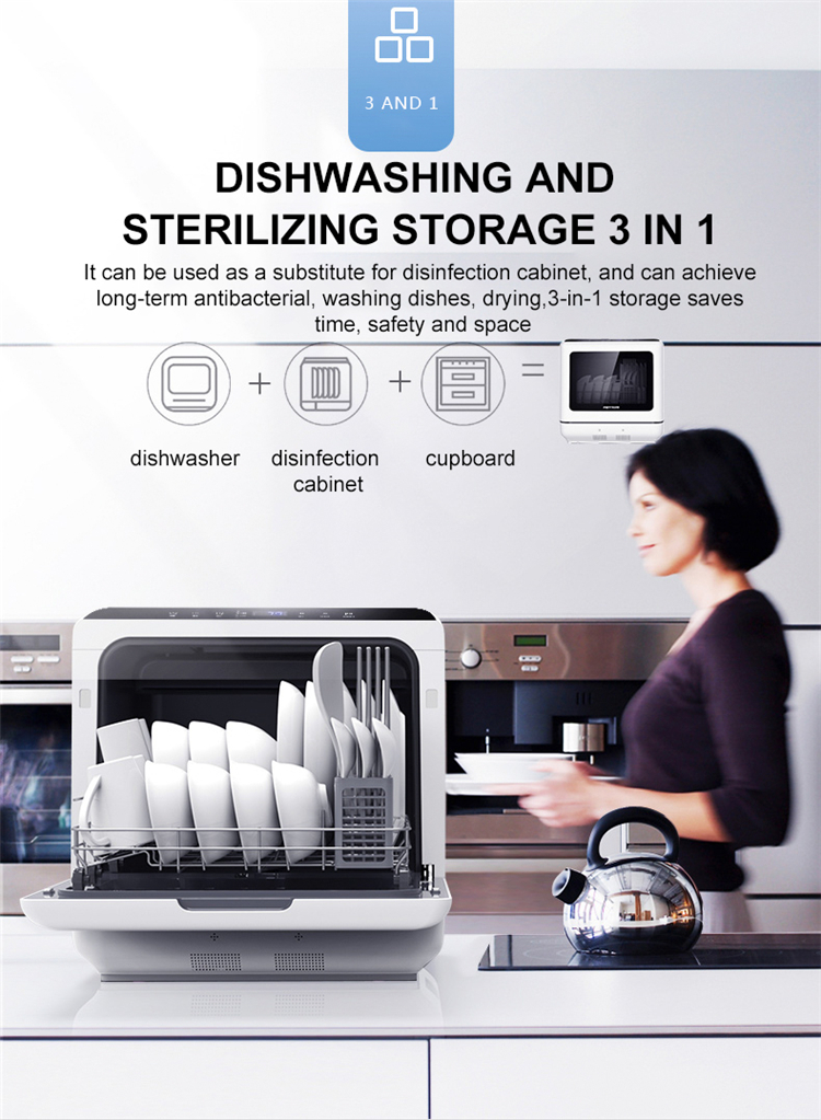 Installation Free Household Intelligent Dishwasher Portable Disinfection And Drying Built In Water Tank Dishwasher Machine OEM