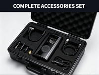 Kit Completo de Inflador de Neumáticos con Manguera Trenzada, Aguja para Balones, Boquillas Cónicas y Bolsa de Almacenamiento para Neumáticos de Auto con Adaptador Metálico Incluido