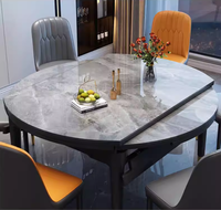Table à manger de style moderne minimaliste avec plateau en marbre et structure en bois, forme carrée et ronde, double usage, BTDT005, pour la maison ou le restaurant