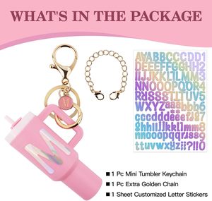 พวงกุญแจแก้วน้ำขนาดเล็กแบบกำหนดเองได้ ทนทาน สำหรับผู้หญิงและเด็กผู้หญิง พร้อมจี้ตัวอักษร DIY สำหรับตกแต่งแก้วน้ำและขวด - Product Image 3