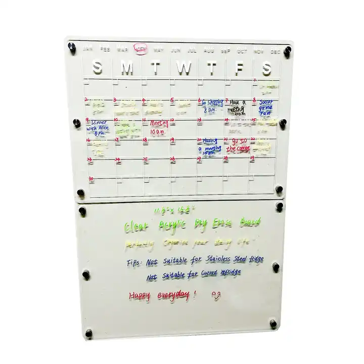  Acrylic Calendar Magnetics Board for Fridge Reusable