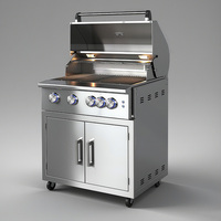 Barbecue au gaz extérieur moderne de luxe haut de gamme en acier inoxydable 304 avec 4 brûleurs, design sans fumée et allumage piézoélectrique