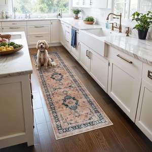 Tapis de couloir en velours cristal à motif floral, antidérapant, pour la maison, la cuisine, le salon, rectangulaire, en fibre de polyester, fin, 0,2 à 0,4 pouces - Product Image 2