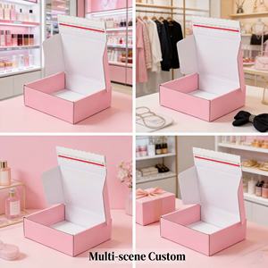 Custom Luxury Tear Strip Shipping Boxes Pink Corrugated Postal <b>Box</b> With Self Adhesive Tape For Custom Packaging - Product Image 3