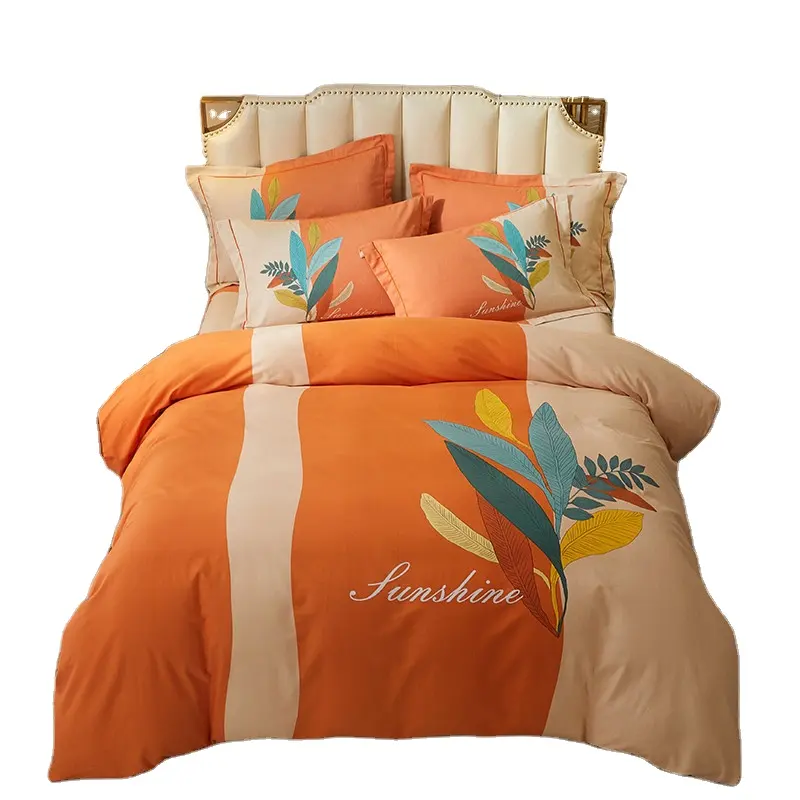 Drop shipping 100% cotone 60s 13372 4 pezzi copripiumino di lusso lenzuolo copriletto lenzuolo piumino set biancheria da letto