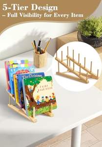 Égouttoir à vaisselle en bambou à 5 niveaux - Écologique et durable, support de cuisine moderne pour l'affichage et l'organisation - Product Image 5