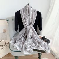 Écharpe longue en satin imitation soie à imprimé floral pour femme, légère, protection solaire estivale, châle, foulard tendance, vente en gros