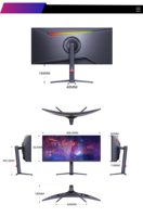 Monitor Curvo para Juegos de 34 Pulgadas, 165Hz, 1ms, 185Hz, 200Hz, para Uso Comercial en Fábricas, Proyectos de Cibercafés