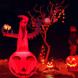 Decoración de Halloween para Exteriores, Calabaza Inflable de Halloween, Juguete Inflable de Calabaza Fantasma con Luz LED - Product Image 2