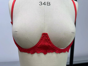 Nieuw Binnen 2 Stuk Rood Erotisch Ondergoed Set Sexy Kant Bh Met Transparant Borduurwerk Holle Slipje Open Kant Decoratie - Product Image 3