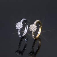 OUGEPHELI Cincin Perak 925 Berlapis Emas dengan Moissanite Model Bunga Bersusun Bersertifikat, Trendi, Elegan, dan Bermotif Bunga untuk Pengantin