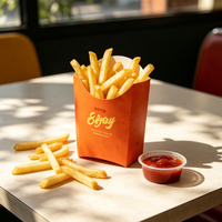 Boîtes d'emballage pour frites de restauration rapide APP, supports en papier jetables personnalisés avec impression orange pour frites