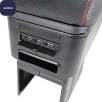Boîte de rangement universelle pour accoudoir central de voiture de 32 cm, 5 interfaces USB, double couche, avec couvercle coulissant et base réglable
