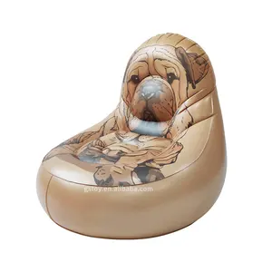 Modern Party Pug Patter Air Single Chair Outdoor Living Room Dog Cartoon Foldable Blow Up Couch Inflatable Sofa