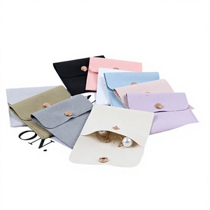 Pochette Bouton Personnalisée Jinsky avec Logo, pour Bagues, Colliers et Bijoux, Sacs en Microfibre à Fermeture Rapide, Emballage de Bijoux avec Carte d'Insertion Personnalisée - Product Image 2