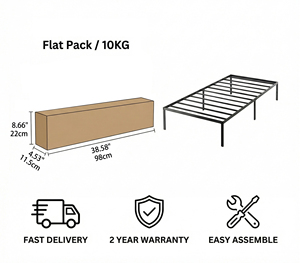 Letto Moderno in Metallo, Misura Singola 190x97cm, Reclinabile <span class=keywords><strong>Salvaspazio</strong></span>, Piattaforma Facile da Montare, Economico per Camera da Letto - Product Image 6