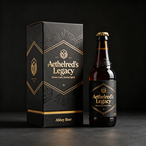 Scatola Ecologica Pieghevole in Carta Stampata con Goffratura e Stampa a Caldo Stile Abbey per Birra Belga, Confezione per Spedizioni - Product Image 1