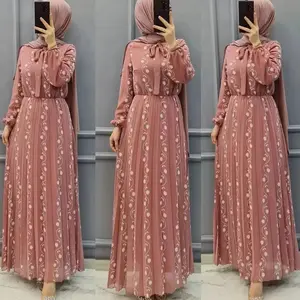 Novos Designs Vestes Imprimir Floral Longo Abaya Vestido Muçulmano Mulheres Kaftan Dubai De Roupas Islâmicas