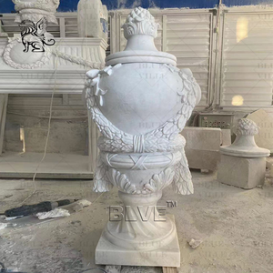 BLVE décoratif intérieur extérieur décor à la maison grand marbre blanc jardinière urnes pierre naturelle <span class=keywords><strong>pot</strong></span> <span class=keywords><strong>de</strong></span> <span class=keywords><strong>fleurs</strong></span> Vase - Product Image 5