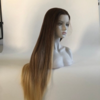 Peluca Judía Kosher SDD Super Double Drawn con Puntas Gruesas, Sin Cabello Corto, Ombre Marrón Rubio, Sin Enredos