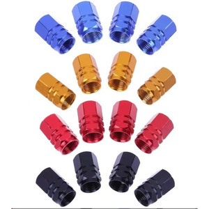 Bouchons de valve hexagonaux en alliage d'aluminium noir, rouge, bleu, or pour modification de pneus de voiture, valve sans chambre à air standard américaine - Product Image 1