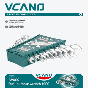 VCANO 10 pièces Clés <span class=keywords><strong>à</strong></span> <span class=keywords><strong>pipe</strong></span> combinées en acier au chrome-vanadium, texture antidérapante fine, pour réparation industrielle et bricolage, avec <span class=keywords><strong>support</strong></span>, système métrique - Product Image 2