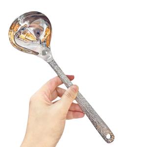 Wholesale Creative Thickened Mini Stir Fry Spatula Hammered Texture Long <b>Handle</b> 304 Stainless Steel Strainer Utensil - Product Image 2