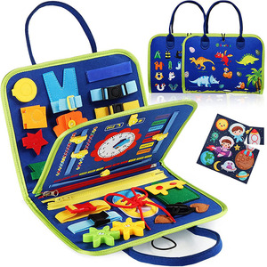 Taşınabilir çocuklar erken eğitim çantası Montessori duyusal oyuncaklar bebekler için bez düğmeleri meşgul kurulu bilişsel oyuncaklar çanta hissettim - Product Image 1