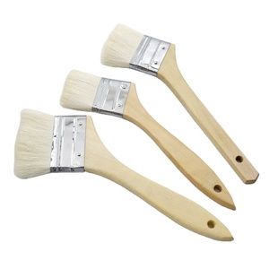 Pincel de pintura de radiador con mango doblado de madera larga de Cerdas puras, pinceles de lana, pincel de pintura multiángulo - Product Image 1