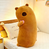 Coussin en peluche long et moelleux Capybara Cœur Kawaii, idéal pour la décoration de chambre et comme cadeau d'anniversaire pour enfants, vente en gros