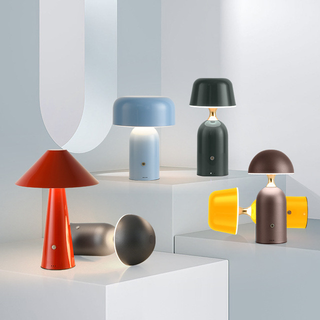 Modern Mushroom Rechargeable Mini Design Small Lighting Portable Outdoor Battery-powered Cordless Table Lamps for Restaurant