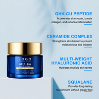 Crème de nuit pour le visage au peptide de cuivre GHK-Cu, squalène, hydratante, apaisante, réparatrice, anti-rides, raffermissante, pour tous types de peaux, marque privée