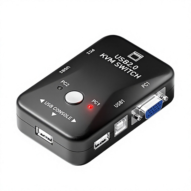 KVM Switch 2-Port Manual VGA 2-in-1-Out USB Keyboard and Mouse Switching 4-in-1 in Stock 1920x1080 Resolution