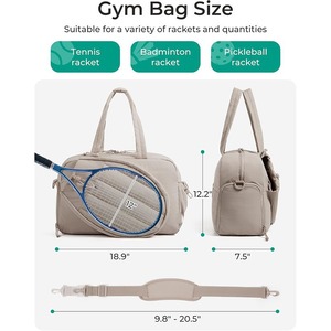 Bolsa para pelotas de deportes al aire libre, cierre de cremallera de nailon con compartimento para zapatos, para raqueta de tenis y equipo - Product Image 5