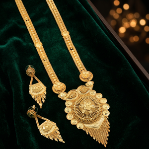 ชุดเครื่องประดับทอง14K 18K 24K แบบดั้งเดิมเครื่องประดับแฟชั่นชุดเครื่องประดับทรงยาวทำจากไมโครโกลด์ - Product Image 1