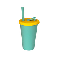 Gobelet isotherme résistant aux hautes températures, écologique, en plastique, avec paille, pour enfants, voyage, sport, extérieur, portable, pour thé au lait