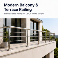 Rampe en PVC pour extérieur DF Design, pour escaliers, balcons, villas et jardins - Installation facile, résistant à la rouille, faible coût