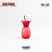 Gobelet réutilisable en plastique AS sans BPA, 350 ml (12 oz), en forme d'ananas, étanche, avec paille et couvercle, design original pour les fêtes estivales