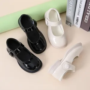 Princess School Uniform Dance Performance Shoes Soft-Soled Flat Fashionable Black and White for Girls