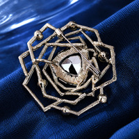 Bros Bunga Berlapis Emas yang Bergaya dan Dipersonalisasi, Detail Kristal Rhinestone Kaca, Aksesori Hadiah Pernikahan Vintage Mewah.