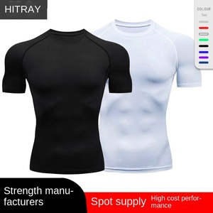 T-shirt sportiva da uomo estiva slim <span class=keywords><strong>fit</strong></span> a maniche corte traspirante con scollo rotondo per corsa e fitness ad asciugatura rapida - Product Image 2