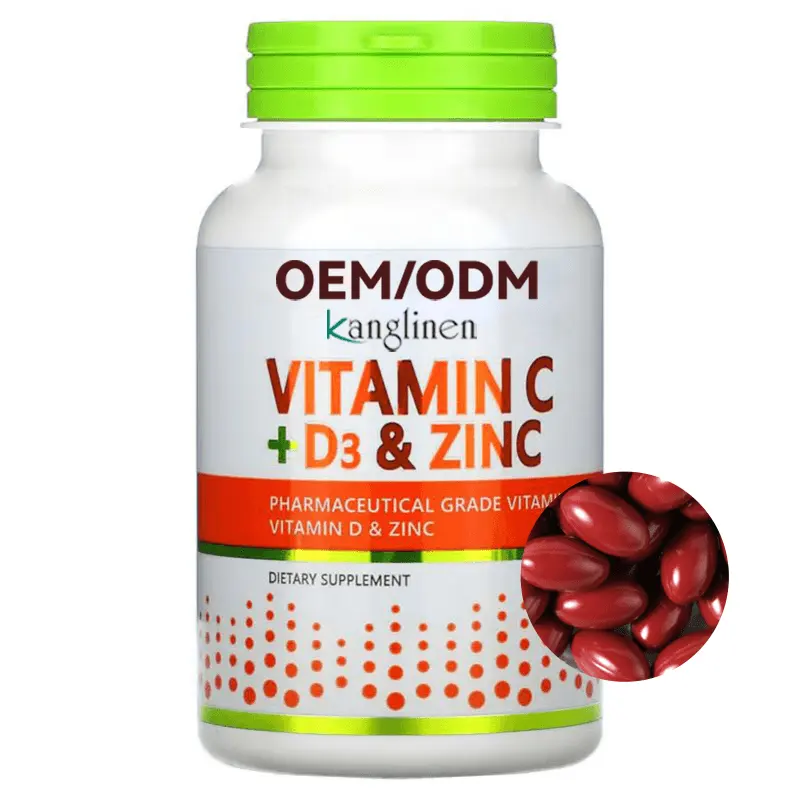 Cápsulas de vitamina D3 Softgel para clareamento da pele, suplemento eficaz de alta qualidade com vitamina C e zinco