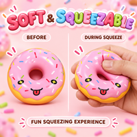 Vente en gros de jouets en PU de la marque MXL, en forme de beignets, avec visages mignons et colorés, pour soulager le stress, pour les enfants de 5 à 7 ans, boîte de 12 pièces