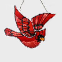 Attrape-soleil oiseau rouge cardinal en vitrail, cadeau commémoratif, objets décoratifs, pour les familles d'amateurs d'oiseaux, décoration artistique pour la maison neuve