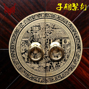 Chinese <b>Antique</b> Style <b>Brass</b> Cabinet Handles Round Durable For Bookshelf Wardrobe <b>Door</b> Window - Product Image 5